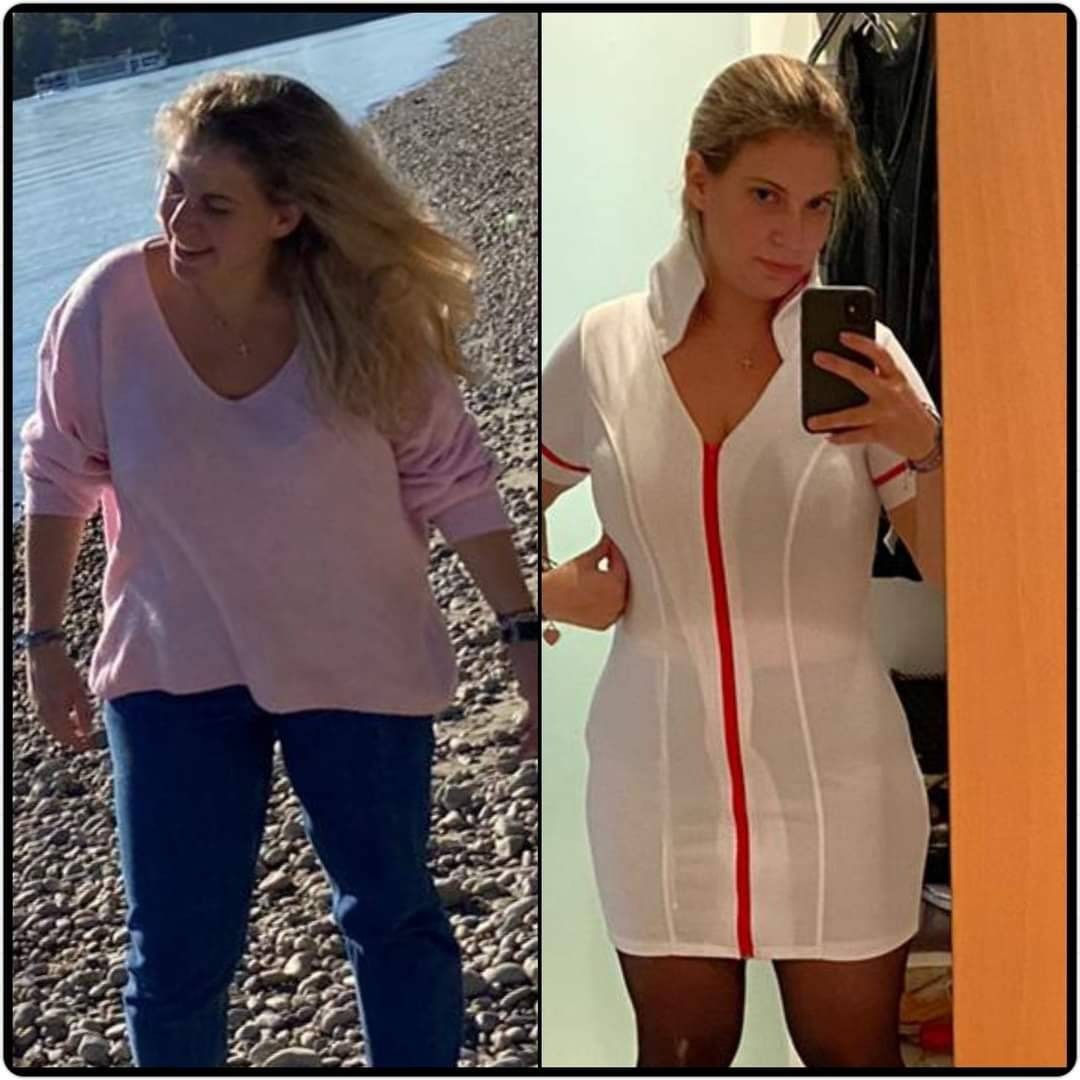 Coaching client's progress before and after her programme